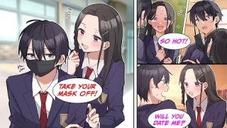 [Manga Dub] Everyone thinks I'm ugly because I have a mask on, but the popular girl wants to see…